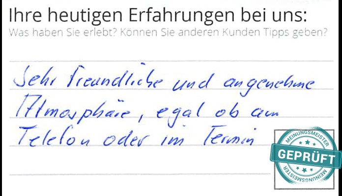 Digitalisierter Text des Meinungsmeister Bewertungsbogens