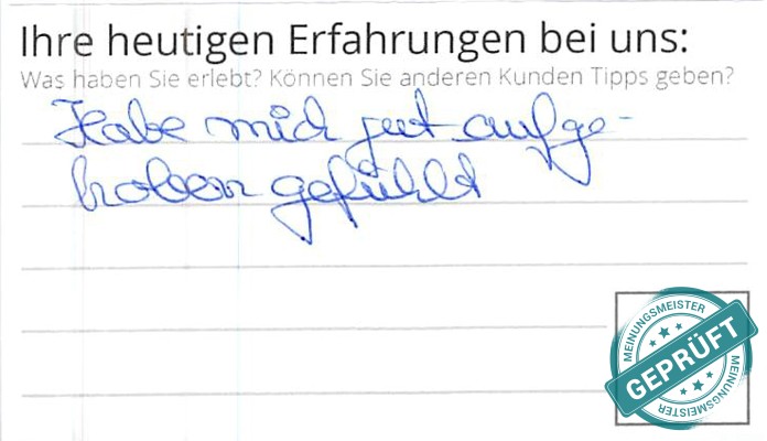 Digitalisierter Text des Meinungsmeister Bewertungsbogens