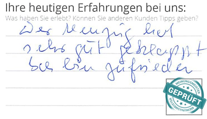 Digitalisierter Text des Meinungsmeister Bewertungsbogens