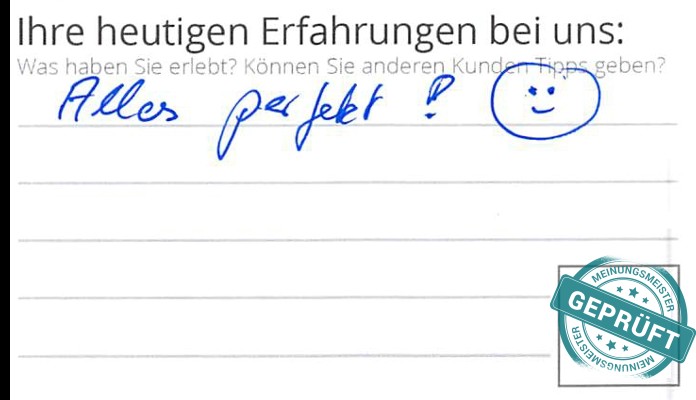 Digitalisierter Text des Meinungsmeister Bewertungsbogens