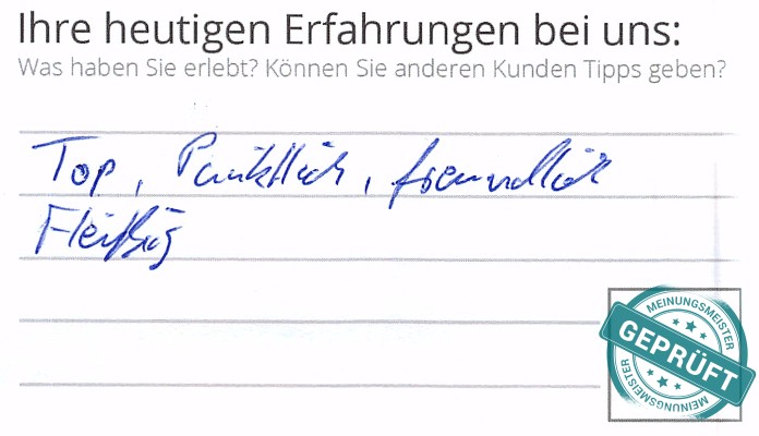 Digitalisierter Text des Meinungsmeister Bewertungsbogens