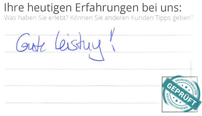 Digitalisierter Text des Meinungsmeister Bewertungsbogens