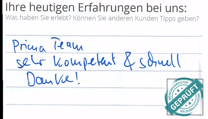 Digitalisierter Text des Meinungsmeister Bewertungsbogens