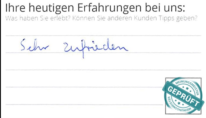 Digitalisierter Text des Meinungsmeister Bewertungsbogens