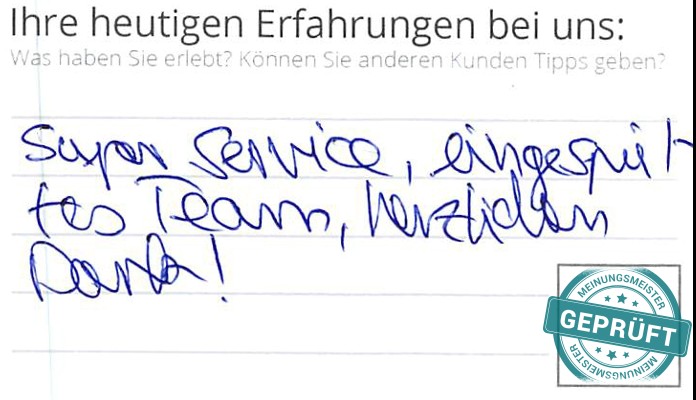 Digitalisierter Text des Meinungsmeister Bewertungsbogens