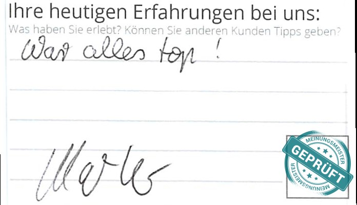 Digitalisierter Text des Meinungsmeister Bewertungsbogens