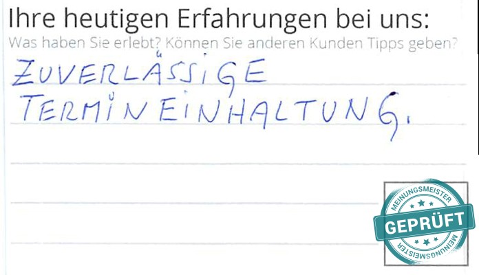 Digitalisierter Text des Meinungsmeister Bewertungsbogens