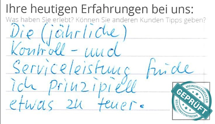 Digitalisierter Text des Meinungsmeister Bewertungsbogens