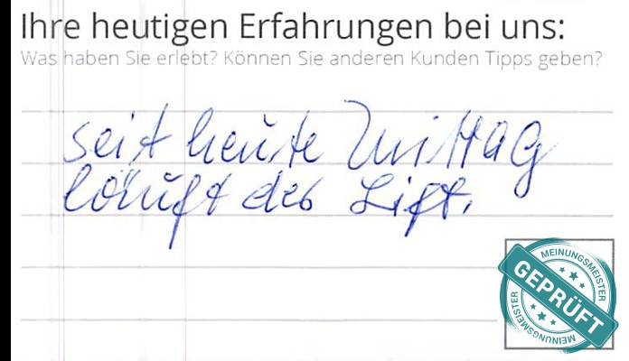 Digitalisierter Text des Meinungsmeister Bewertungsbogens