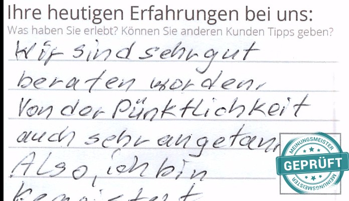 Digitalisierter Text des Meinungsmeister Bewertungsbogens