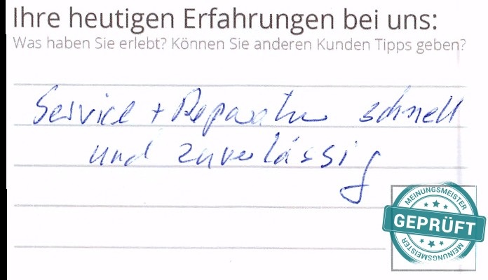 Digitalisierter Text des Meinungsmeister Bewertungsbogens