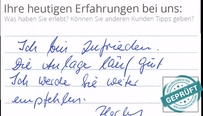 Digitalisierter Text des Meinungsmeister Bewertungsbogens