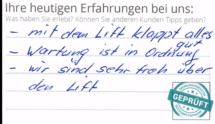 Digitalisierter Text des Meinungsmeister Bewertungsbogens