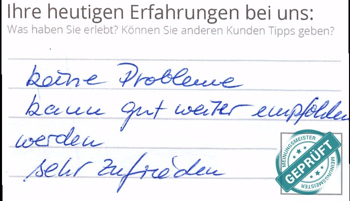 Digitalisierter Text des Meinungsmeister Bewertungsbogens