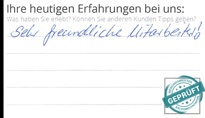 Digitalisierter Text des Meinungsmeister Bewertungsbogens