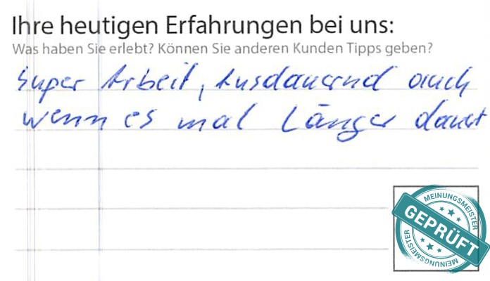 Digitalisierter Text des Meinungsmeister Bewertungsbogens