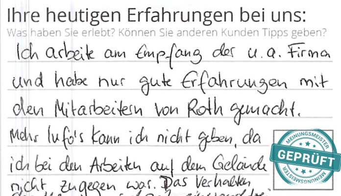 Digitalisierter Text des Meinungsmeister Bewertungsbogens