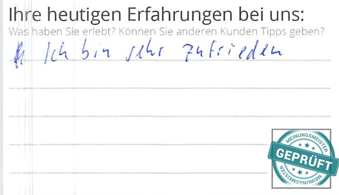 Digitalisierter Text des Meinungsmeister Bewertungsbogens