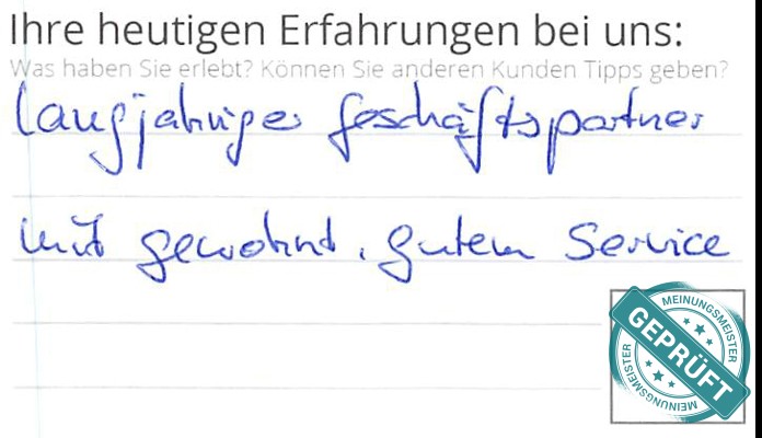 Digitalisierter Text des Meinungsmeister Bewertungsbogens