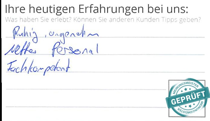 Digitalisierter Text des Meinungsmeister Bewertungsbogens