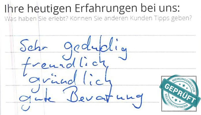 Digitalisierter Text des Meinungsmeister Bewertungsbogens