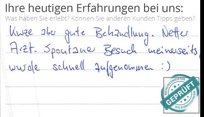 Digitalisierter Text des Meinungsmeister Bewertungsbogens