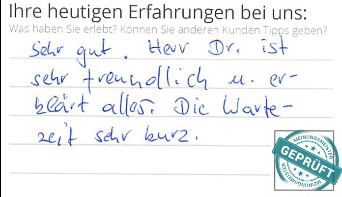 Digitalisierter Text des Meinungsmeister Bewertungsbogens