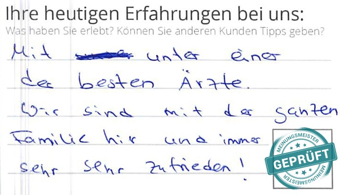 Digitalisierter Text des Meinungsmeister Bewertungsbogens