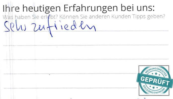 Digitalisierter Text des Meinungsmeister Bewertungsbogens