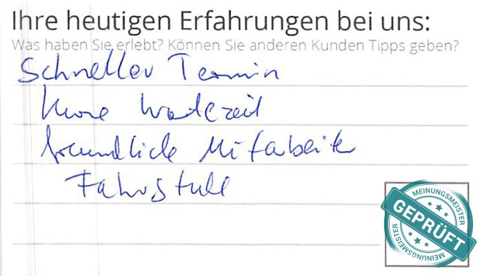 Digitalisierter Text des Meinungsmeister Bewertungsbogens