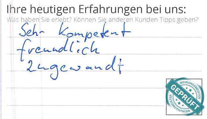 Digitalisierter Text des Meinungsmeister Bewertungsbogens