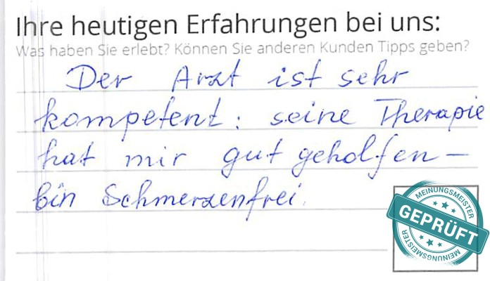 Digitalisierter Text des Meinungsmeister Bewertungsbogens