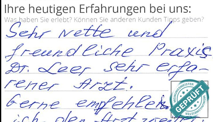 Digitalisierter Text des Meinungsmeister Bewertungsbogens