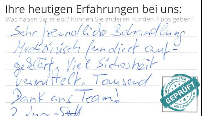 Digitalisierter Text des Meinungsmeister Bewertungsbogens