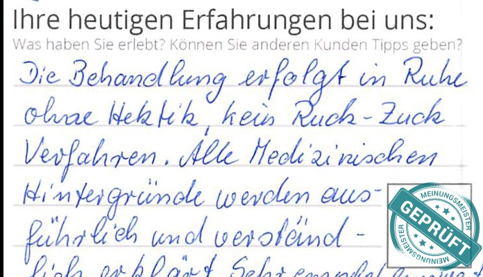 Digitalisierter Text des Meinungsmeister Bewertungsbogens