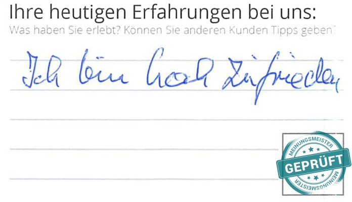 Digitalisierter Text des Meinungsmeister Bewertungsbogens