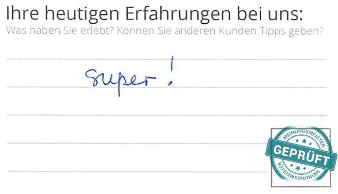 Digitalisierter Text des Meinungsmeister Bewertungsbogens