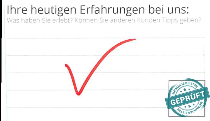 Digitalisierter Text des Meinungsmeister Bewertungsbogens