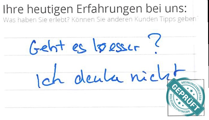 Digitalisierter Text des Meinungsmeister Bewertungsbogens