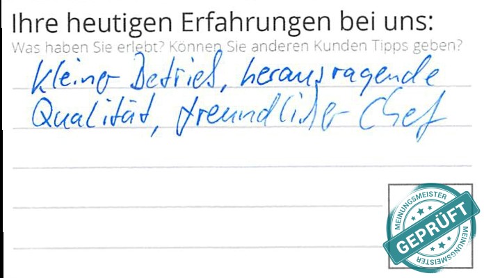 Digitalisierter Text des Meinungsmeister Bewertungsbogens