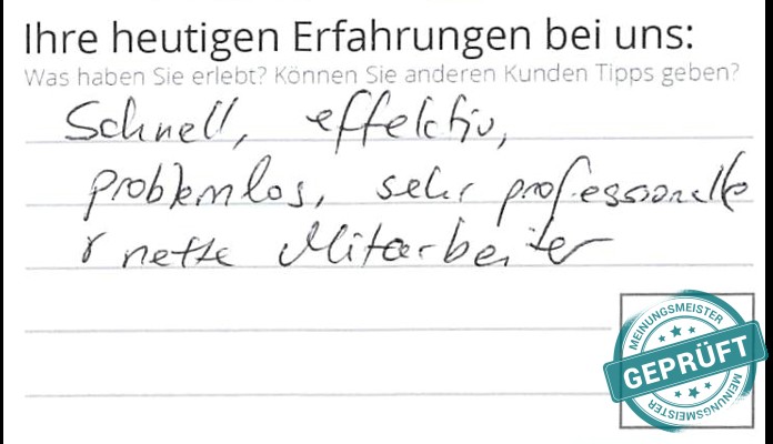 Digitalisierter Text des Meinungsmeister Bewertungsbogens