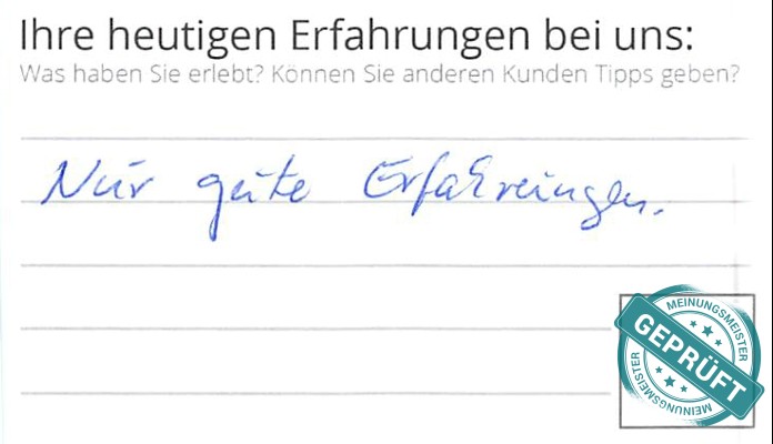 Digitalisierter Text des Meinungsmeister Bewertungsbogens