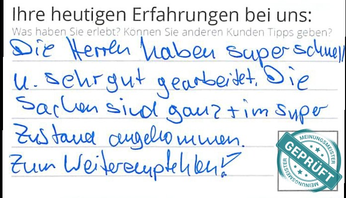 Digitalisierter Text des Meinungsmeister Bewertungsbogens