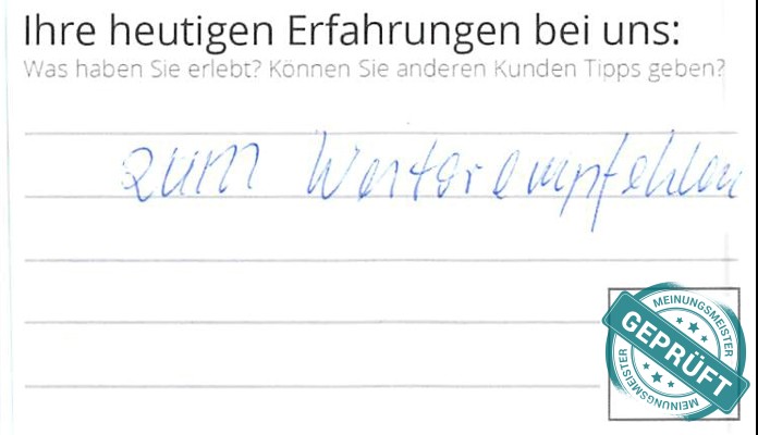 Digitalisierter Text des Meinungsmeister Bewertungsbogens