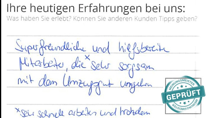 Digitalisierter Text des Meinungsmeister Bewertungsbogens