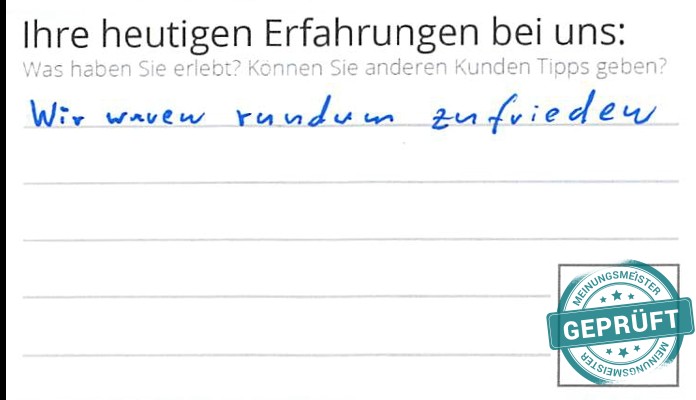 Digitalisierter Text des Meinungsmeister Bewertungsbogens