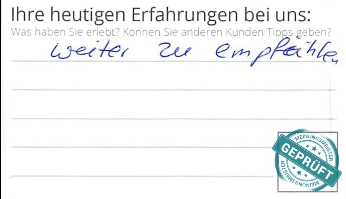 Digitalisierter Text des Meinungsmeister Bewertungsbogens
