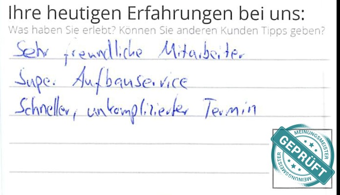 Digitalisierter Text des Meinungsmeister Bewertungsbogens