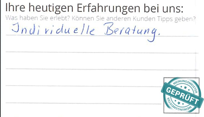 Digitalisierter Text des Meinungsmeister Bewertungsbogens