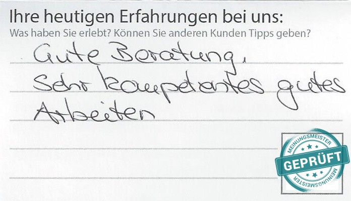 Digitalisierter Text des Meinungsmeister Bewertungsbogens